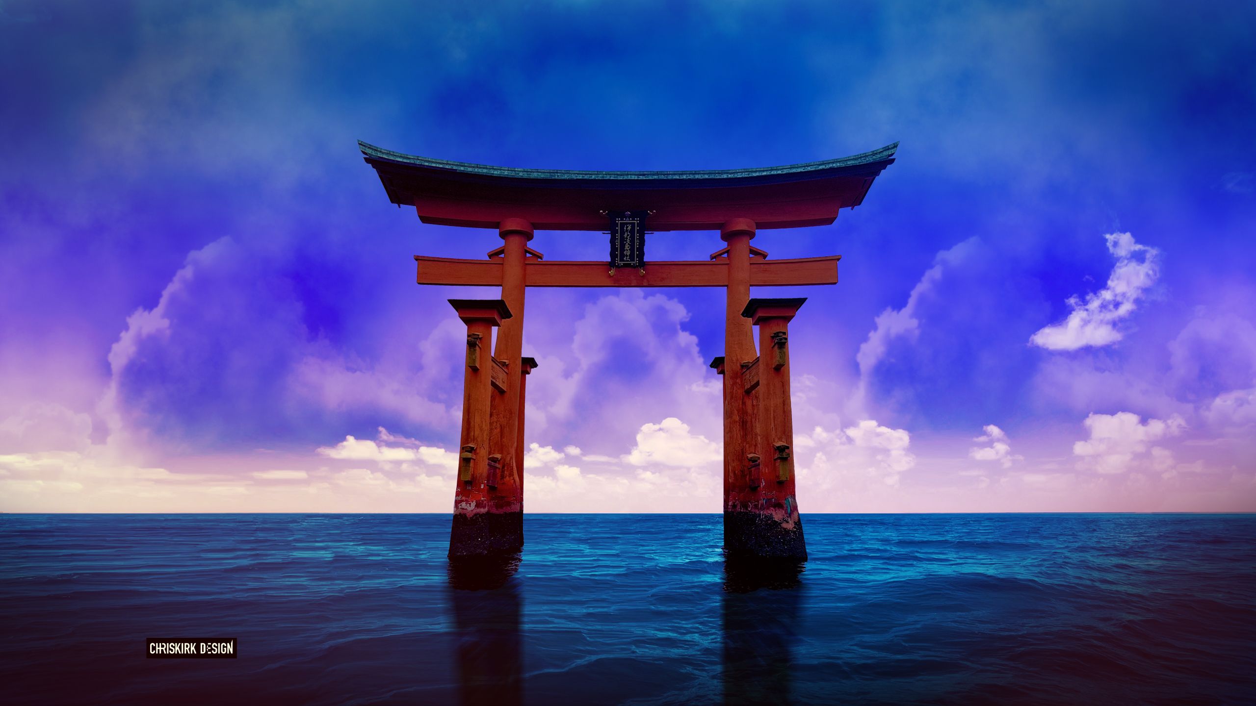 A Torii Gate In The Japanese Sea HD Wallpaper Background Image