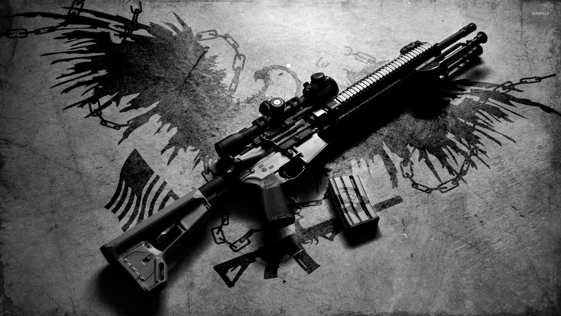 Ar Rifle On The Ground Wallpaper Photography