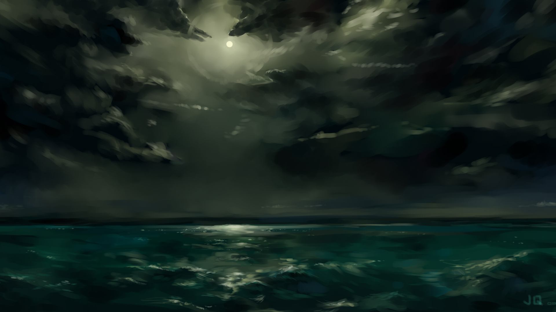 Clouds Night Storm Sea Wallpaper