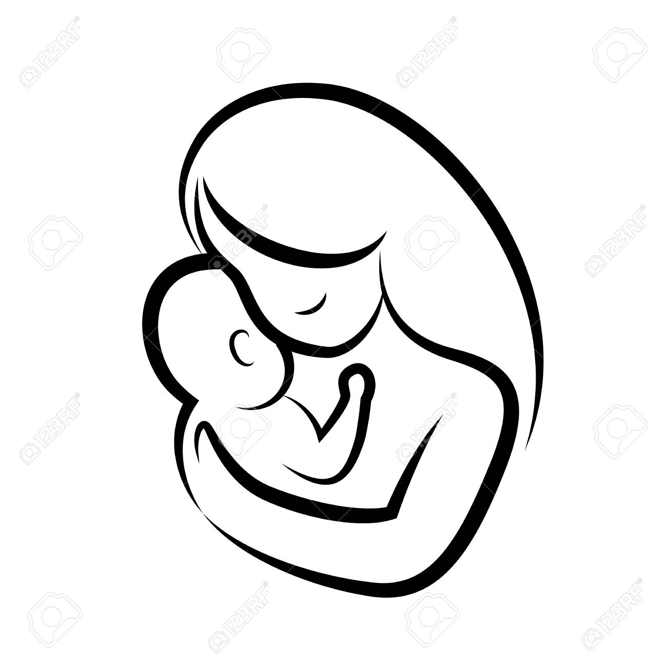Free download Mother And Baby Stylized Vector Symbol Mom Hugs Her Child ...