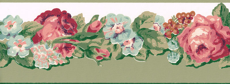 Chic Country Cabbage Rose Victorian Wallpaper Border