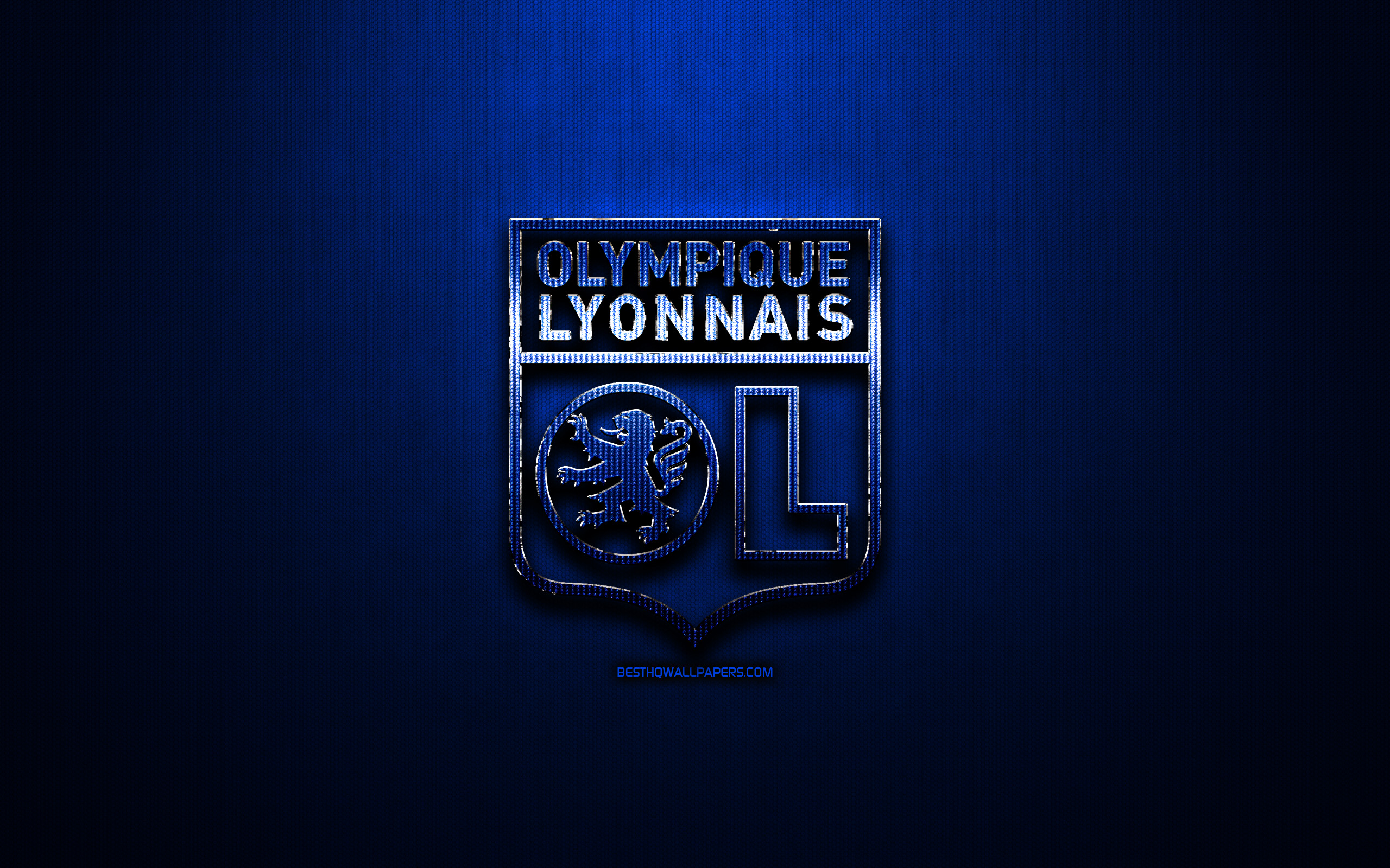 Wallpaper Olympique Lyonnais Fc Blue Metal Background