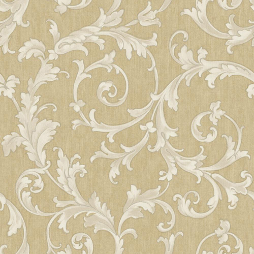 St Augustine Aqua Gold And White Embroidered Scroll Wallpaper