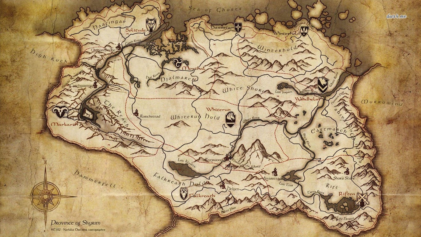 The Elder Scrolls V Skyrim Map Wallpaper Game