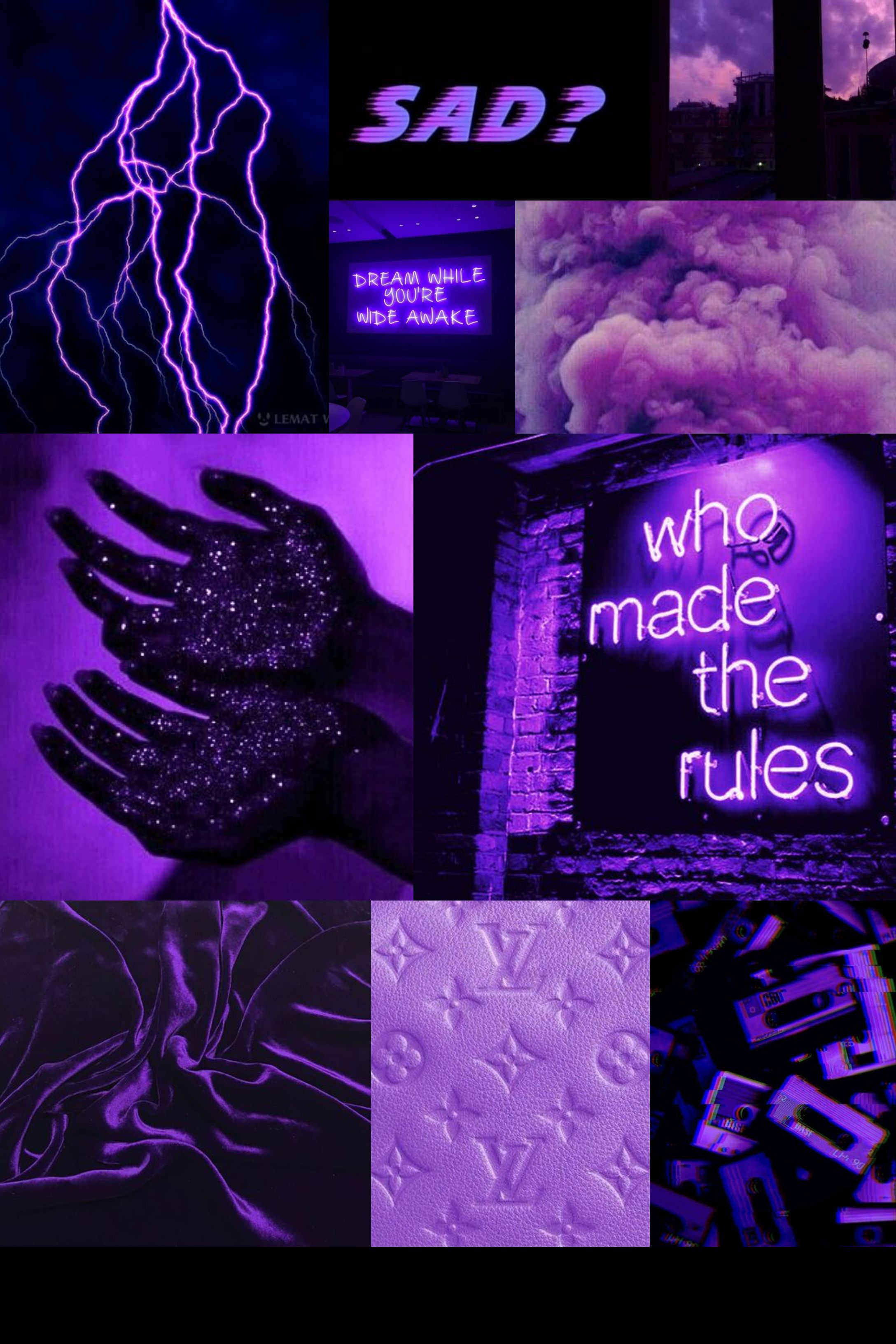 Dark Purple Mood Board Aesthetic Collage Wallpaper