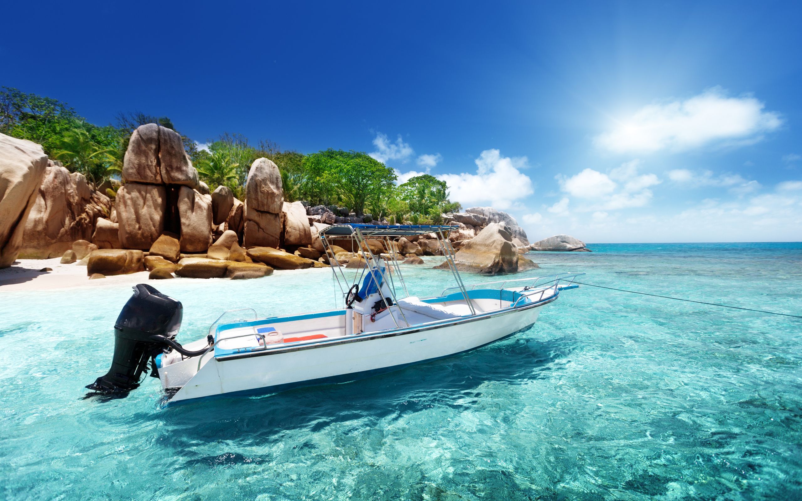 Boat Tropical Beach Landscape Wallpaper At
