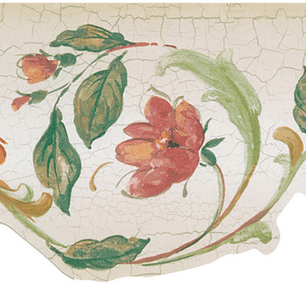 Peach Floral Scroll Border Wallpaper Overstock
