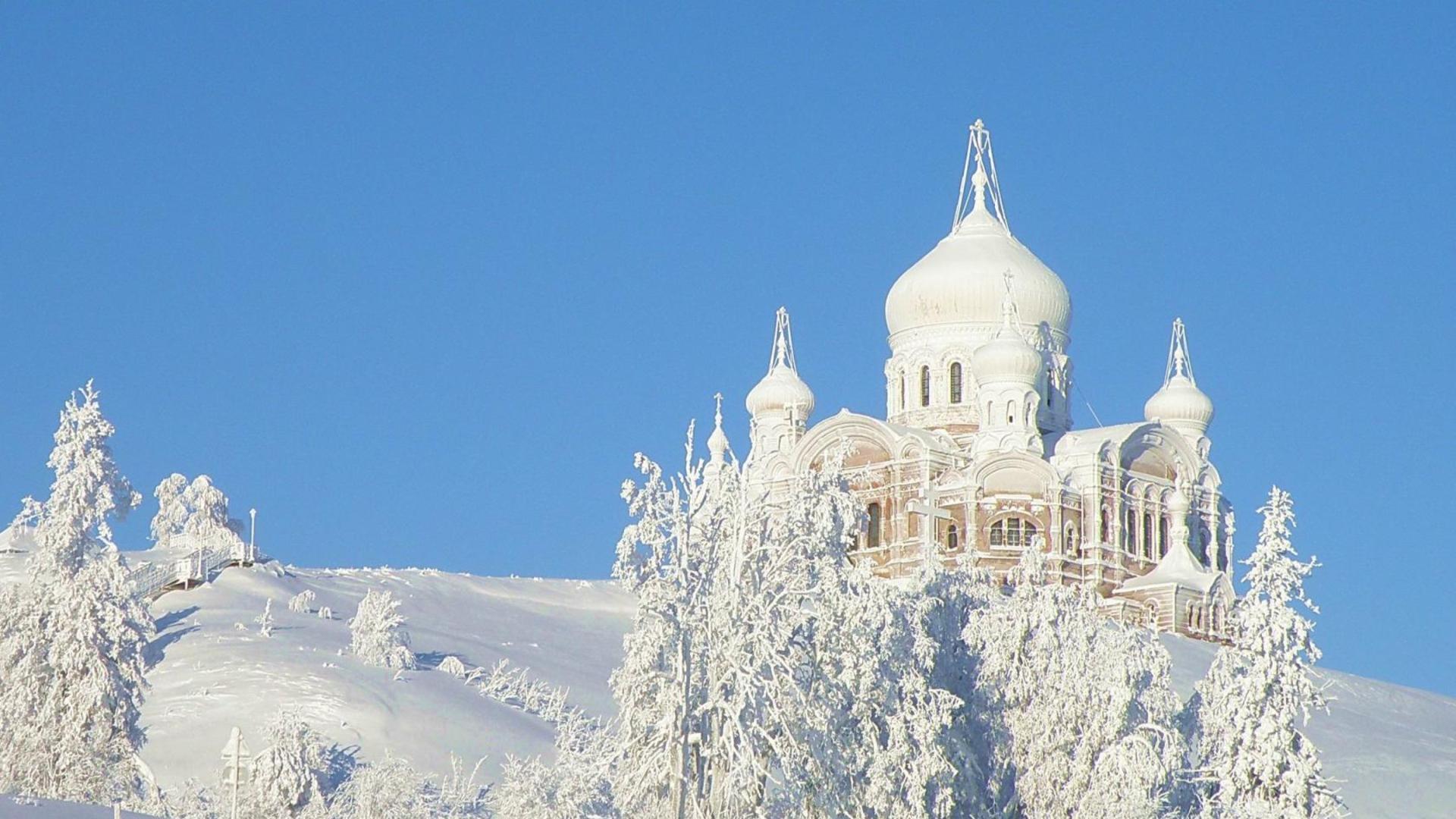 Orthodox Church Painted In Snow High Quality And