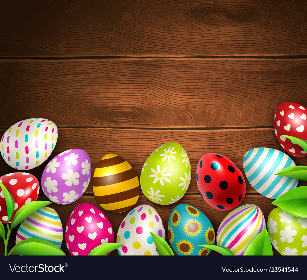 Easter Eggs Background Top Royalty Vector Image