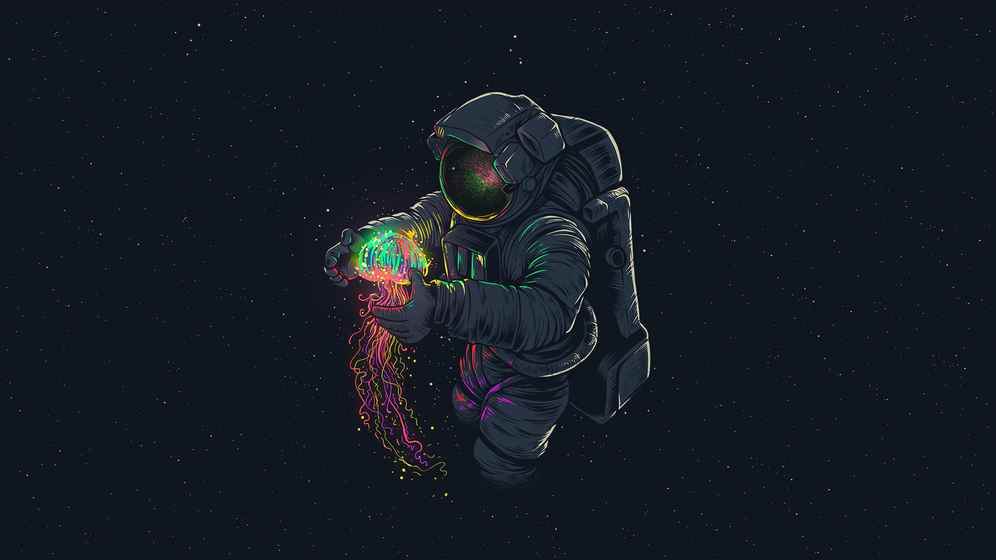 Astronaut Jellyfish Space Digital Art 4k Wallpaper