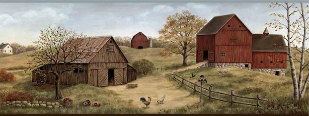 Country Barn Wallpaper Border Ffr65391b Primitive Farm