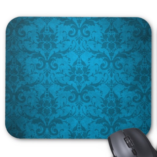Vintage Aqua Blue Damask Wallpaper Mouse Pad