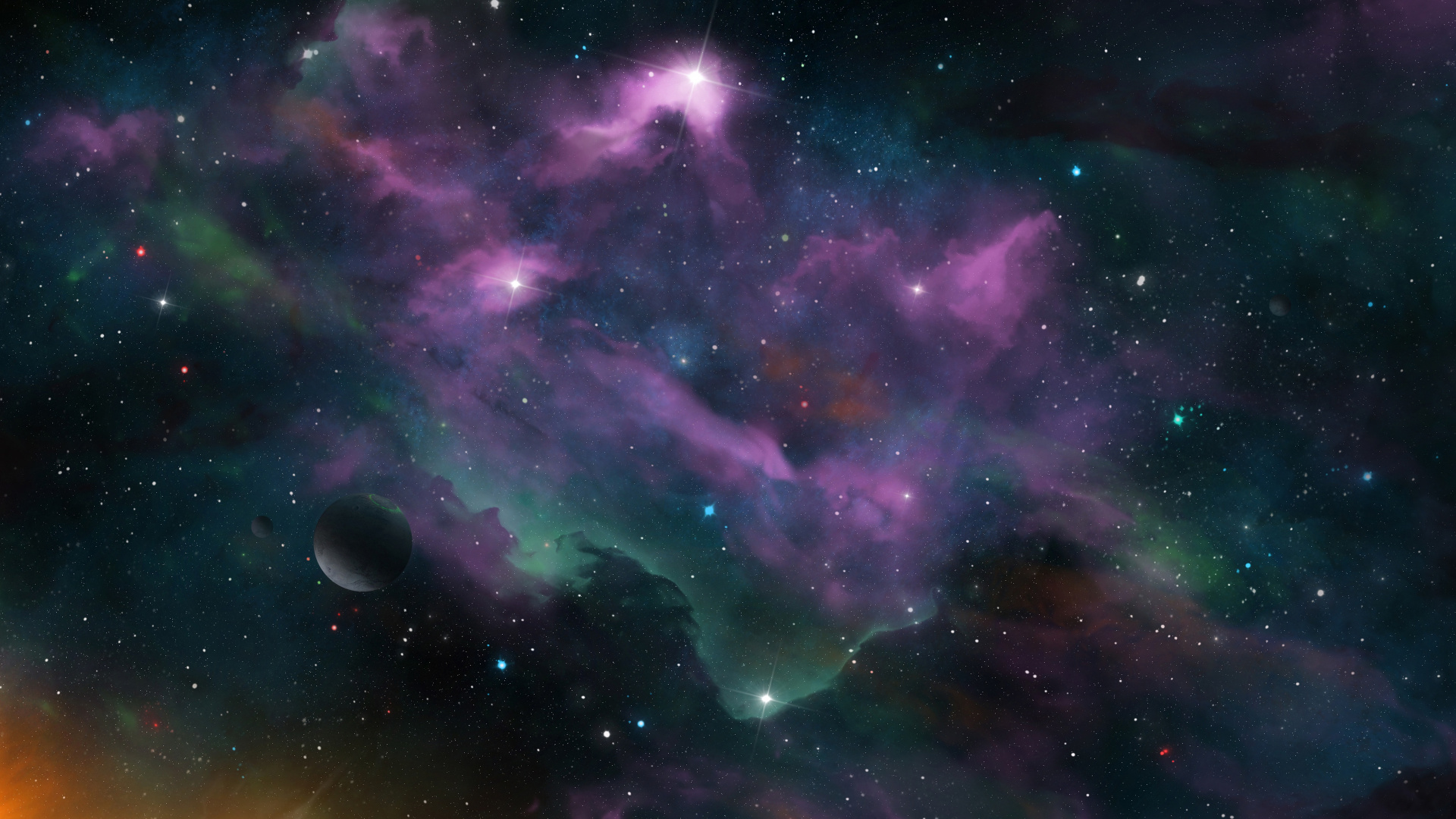 Download Artwork space colorful clouds planets nebula