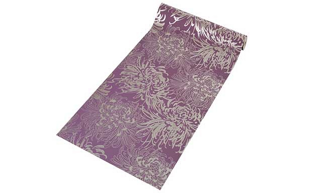  burst of firework style blooms with this silver and purple wallpaper