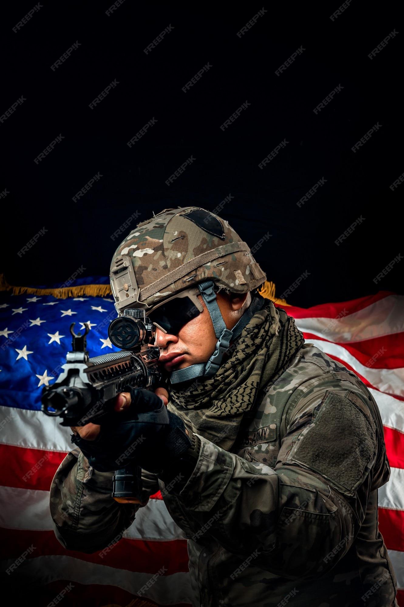 Premium Photo Photo of soldier holding the usa flag in