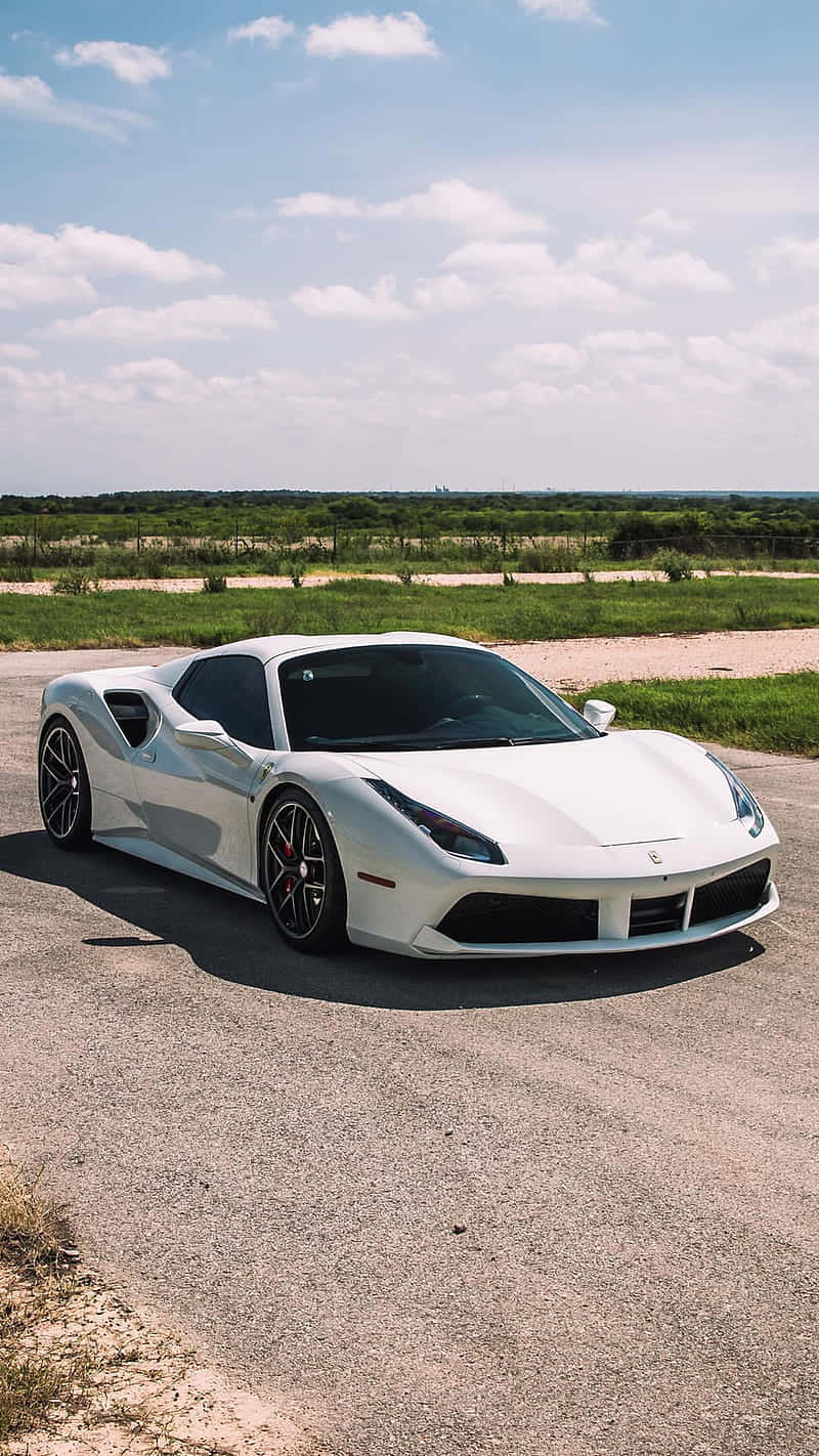 White Ferrari iPhone Wallpaper