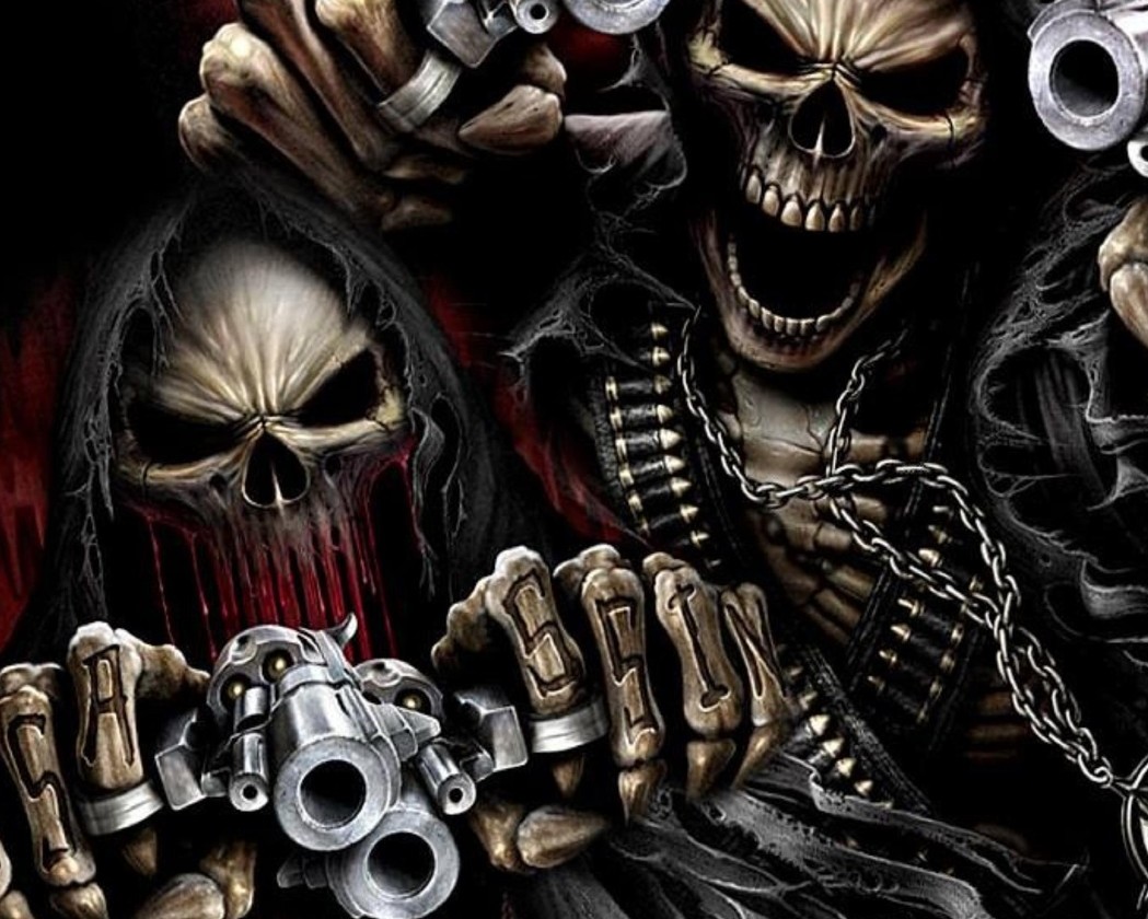 grim reaper guns skulls wallpaper