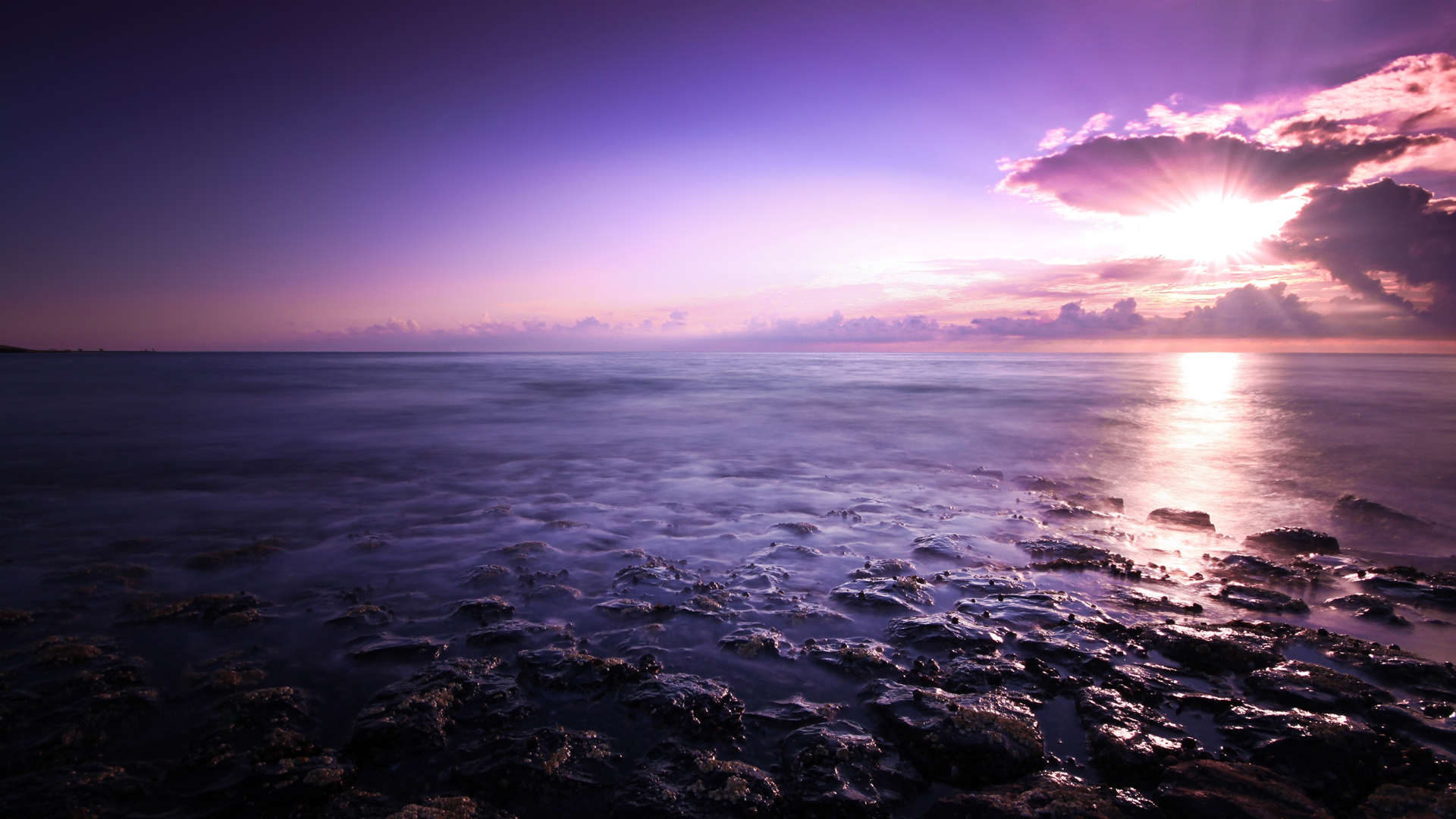 Purple Sunset Background 1920x1080px