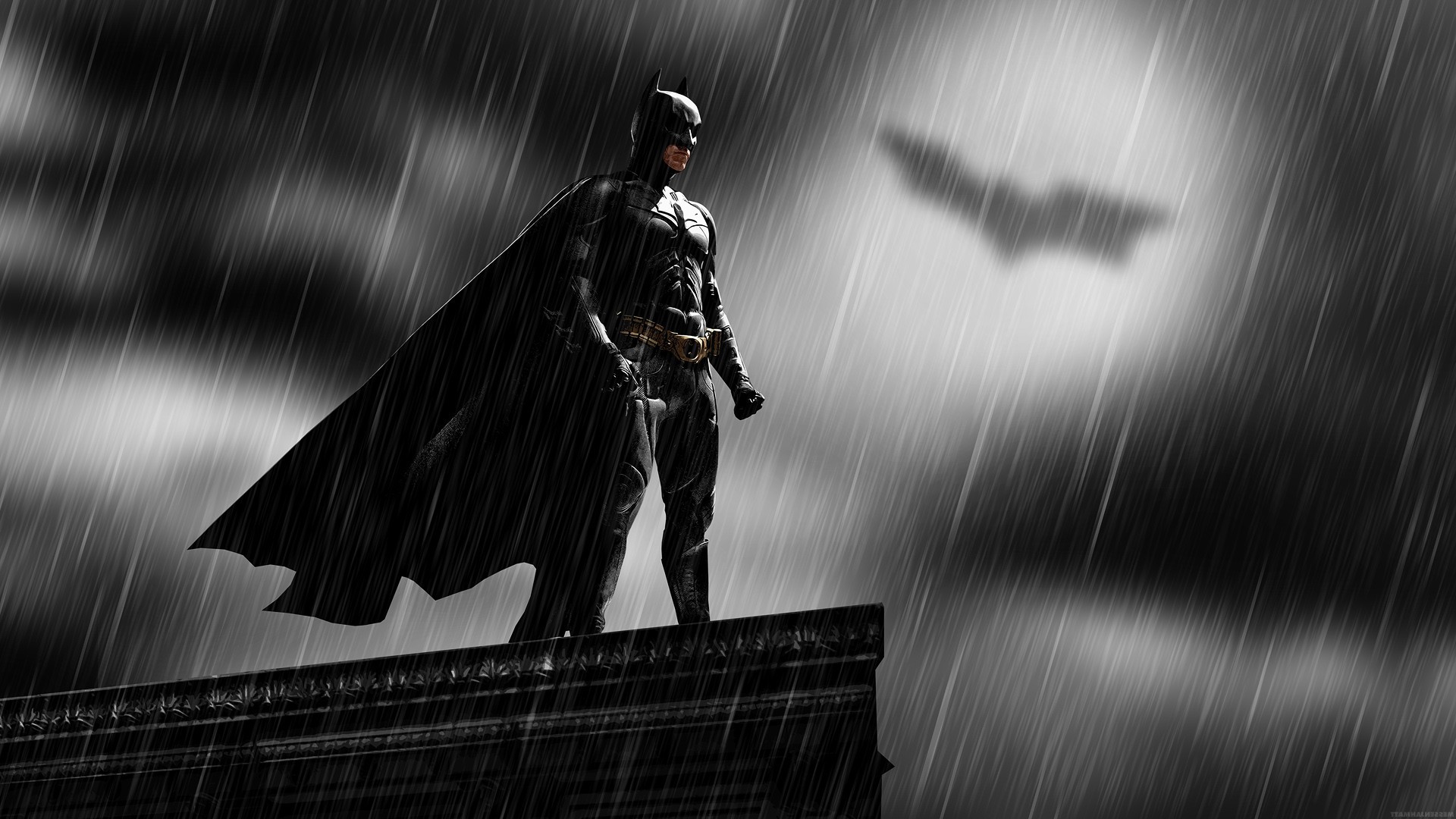 Batman Rooftops Rain Bat Signal Messenjahmatt People