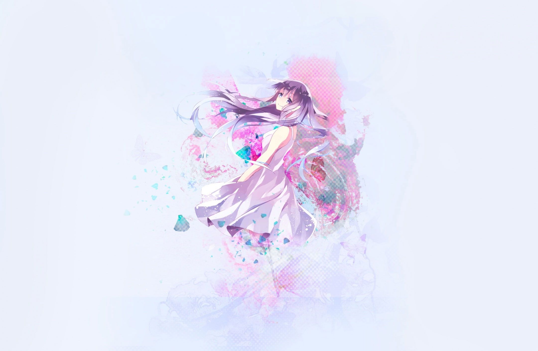 Pastel Anime Wallpaper Woman In Pink Dress Artistic