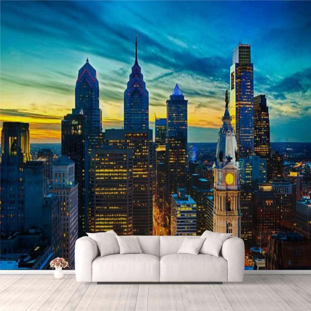 Philadelphia Skyline From Indoor F8Nor5V45Ocgjlq6 Wallpaper