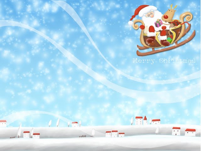 Christmas Artwork For Kids Santa Claus Fly In Sky Wallpaper