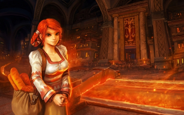 World Of Warcraft Lava Redheads Buildings Fantasy Art Dwarfs Blizzard