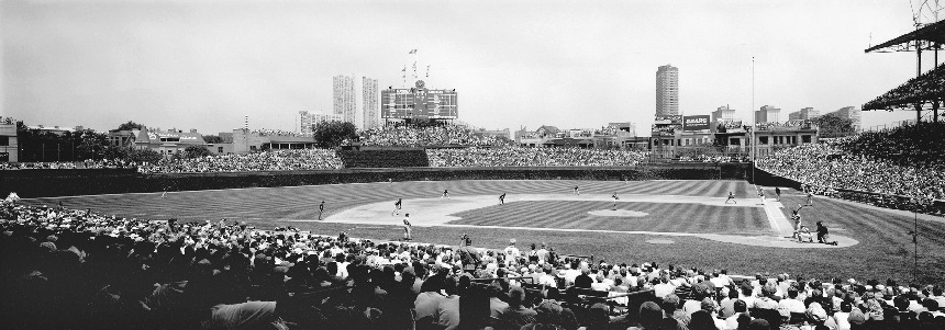 Cubs Background Black White Wrigley Field Panorama 3rd Base Side