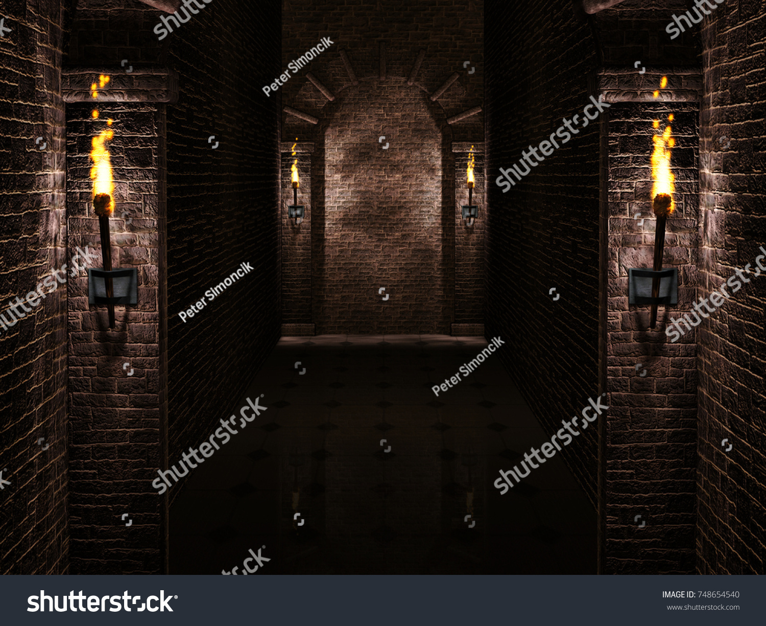 Arches Torches Background 3d Illustration Stock Illustration 748654540