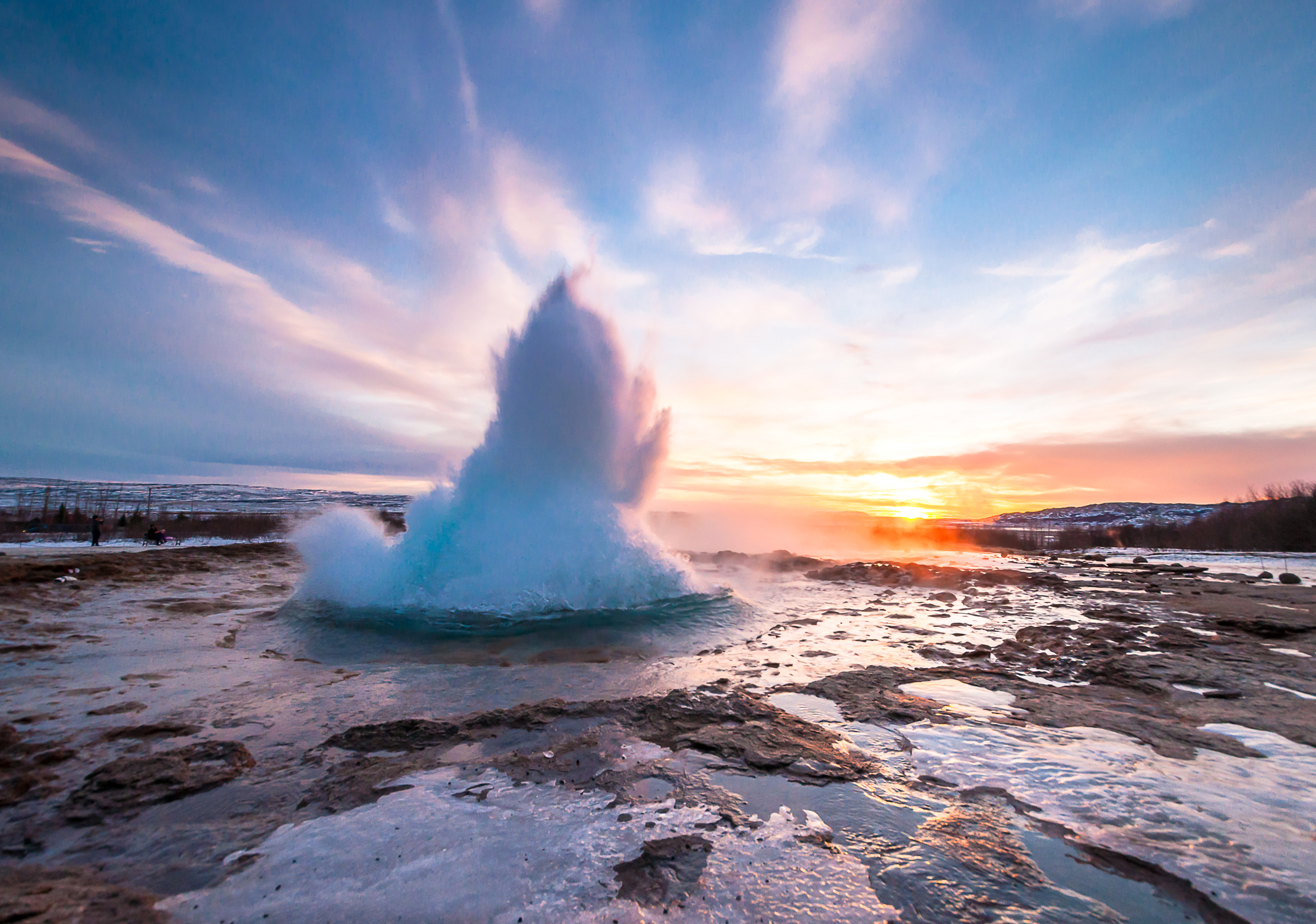 Photo Iceland Geyser Strokkur Nature Sky Sunrise And