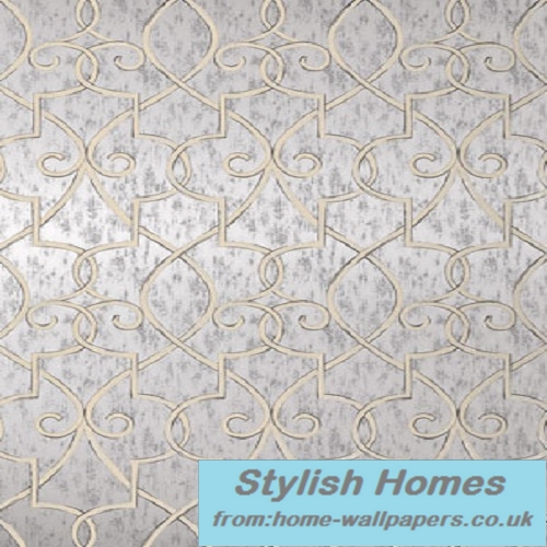 Thibaut Designer Wallpaper Geometric Resource Grayden Metallic Silver