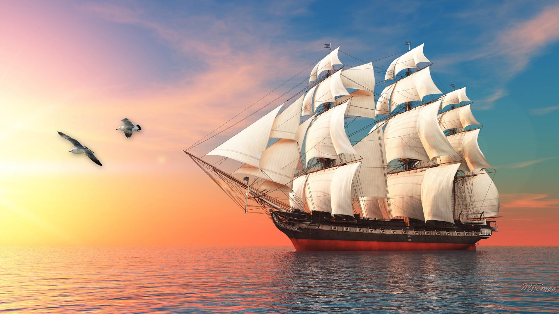 Tall ship at sunrise   106766   High Quality and Resolution