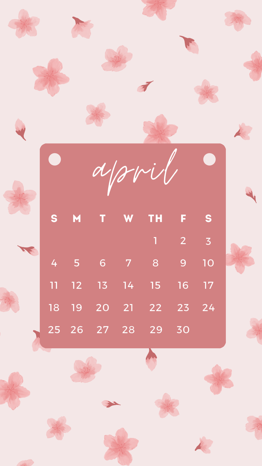 April Calendar Phone Wallpaper