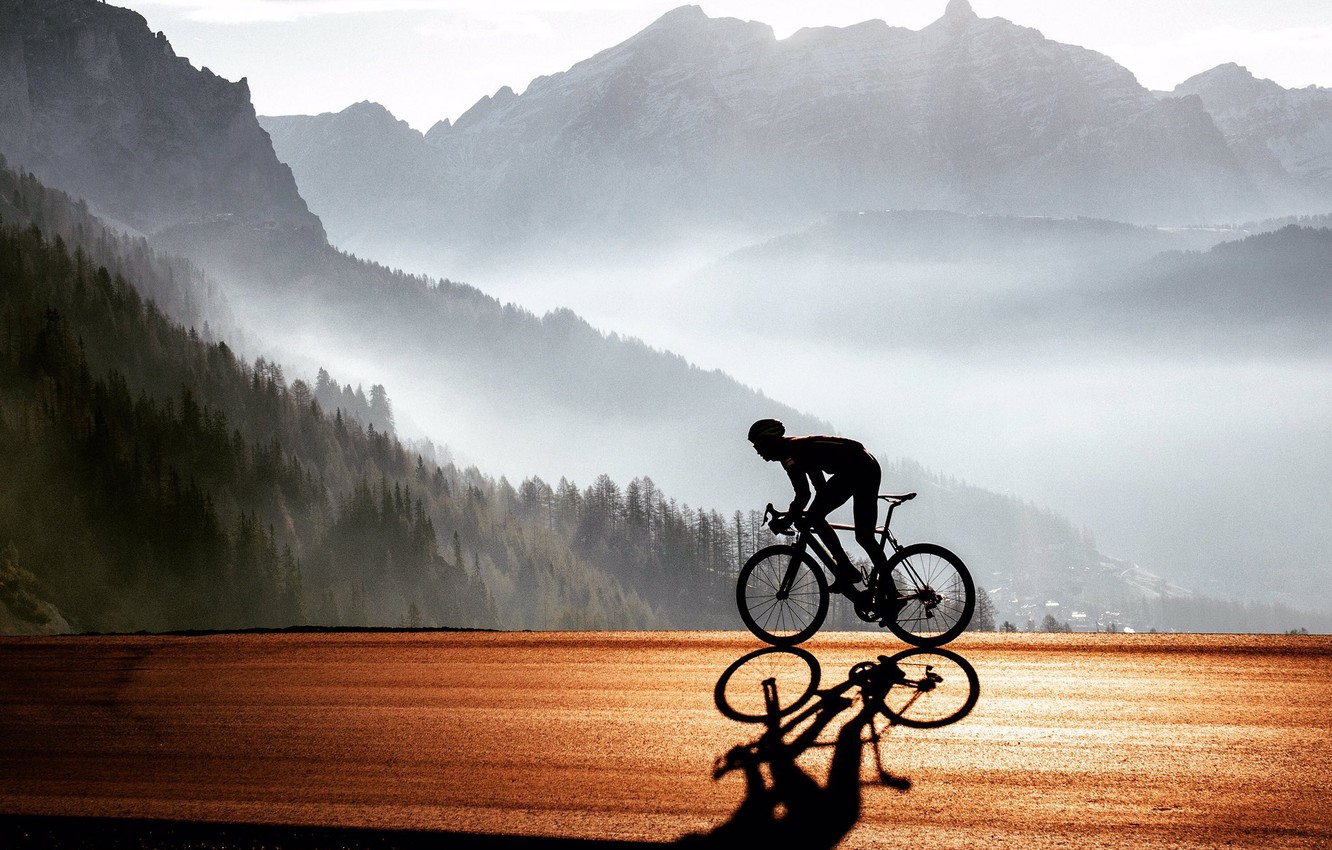 Photo Wallpaper Road Mountains Nature Athlete Cyclist