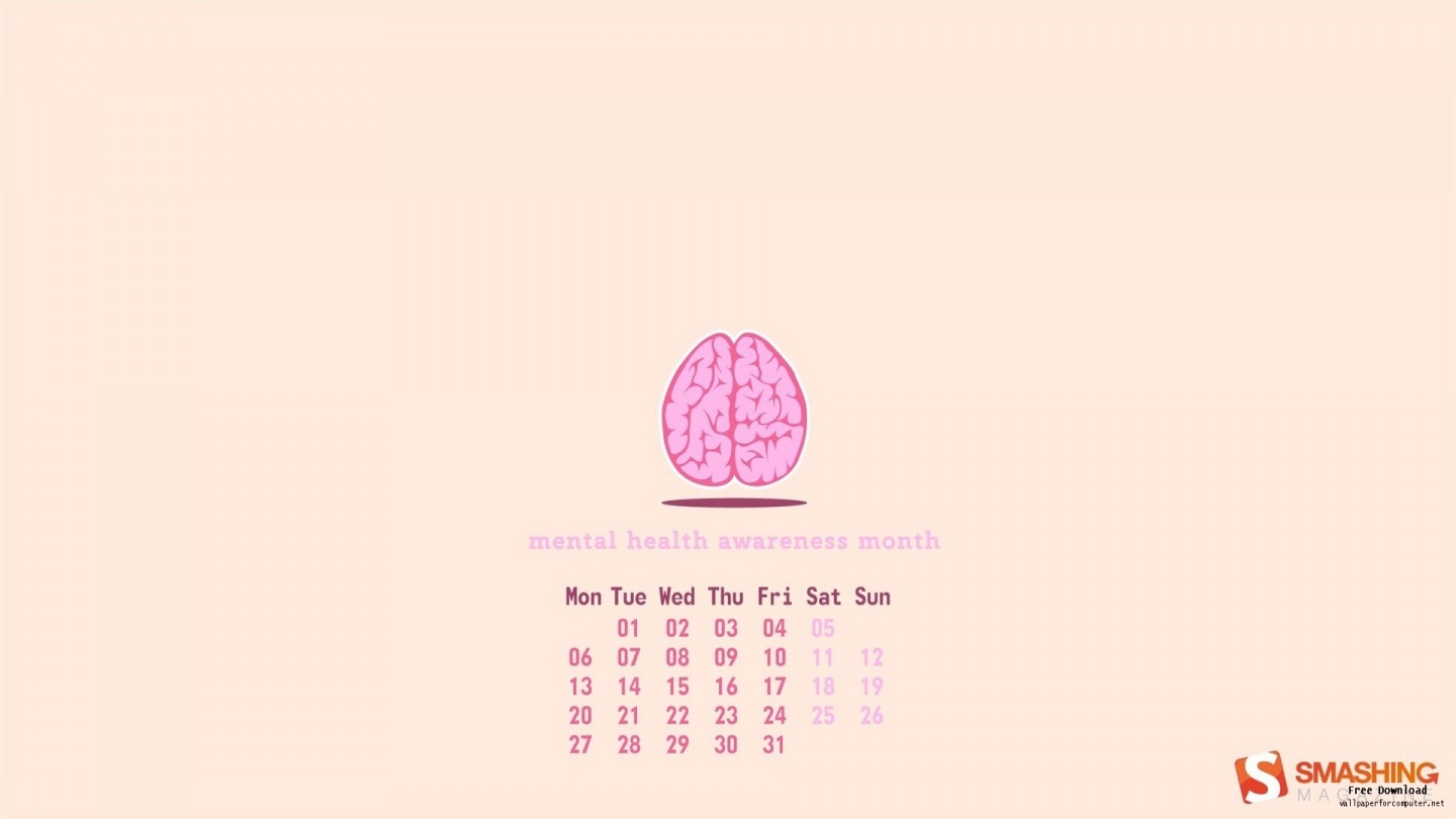 Mental Health Awareness Day Calendar Desktop Wallpaper