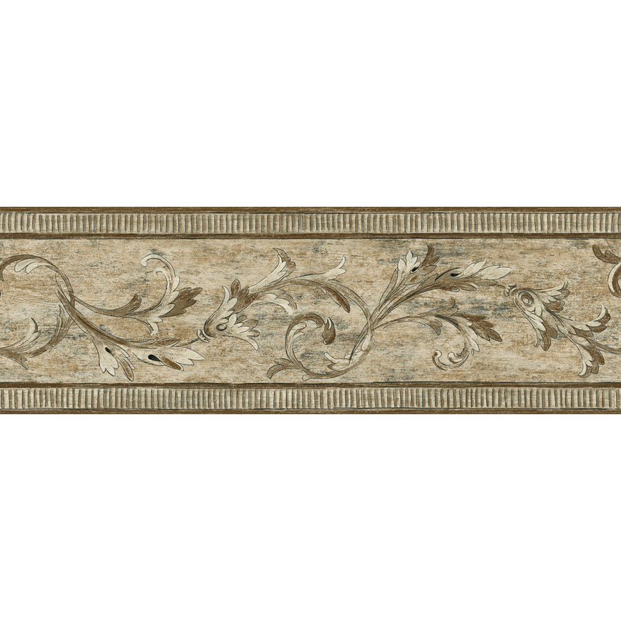 Shop Allen Roth Brown Architectural Scroll Prepasted Wallpaper