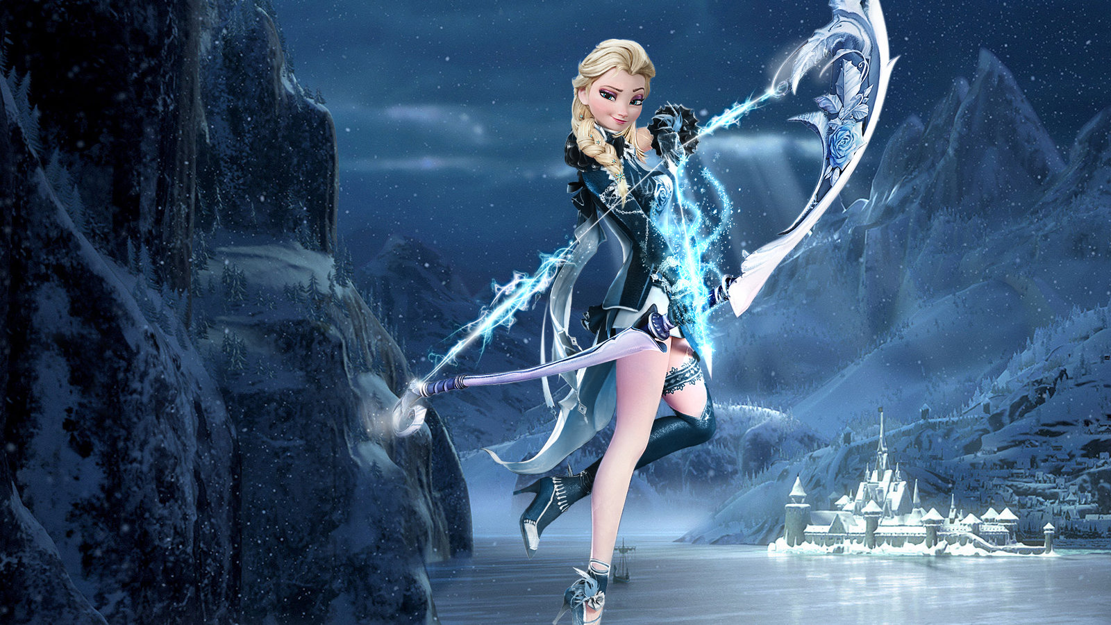 Crossover 1920x1080 Elsa The Frozen Hunter by CoGraphiC on