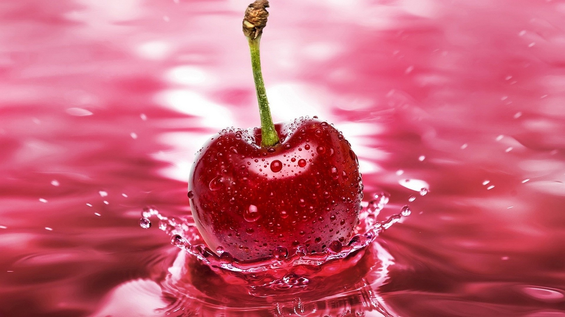 Cherries Water Drops Wallpaper HD