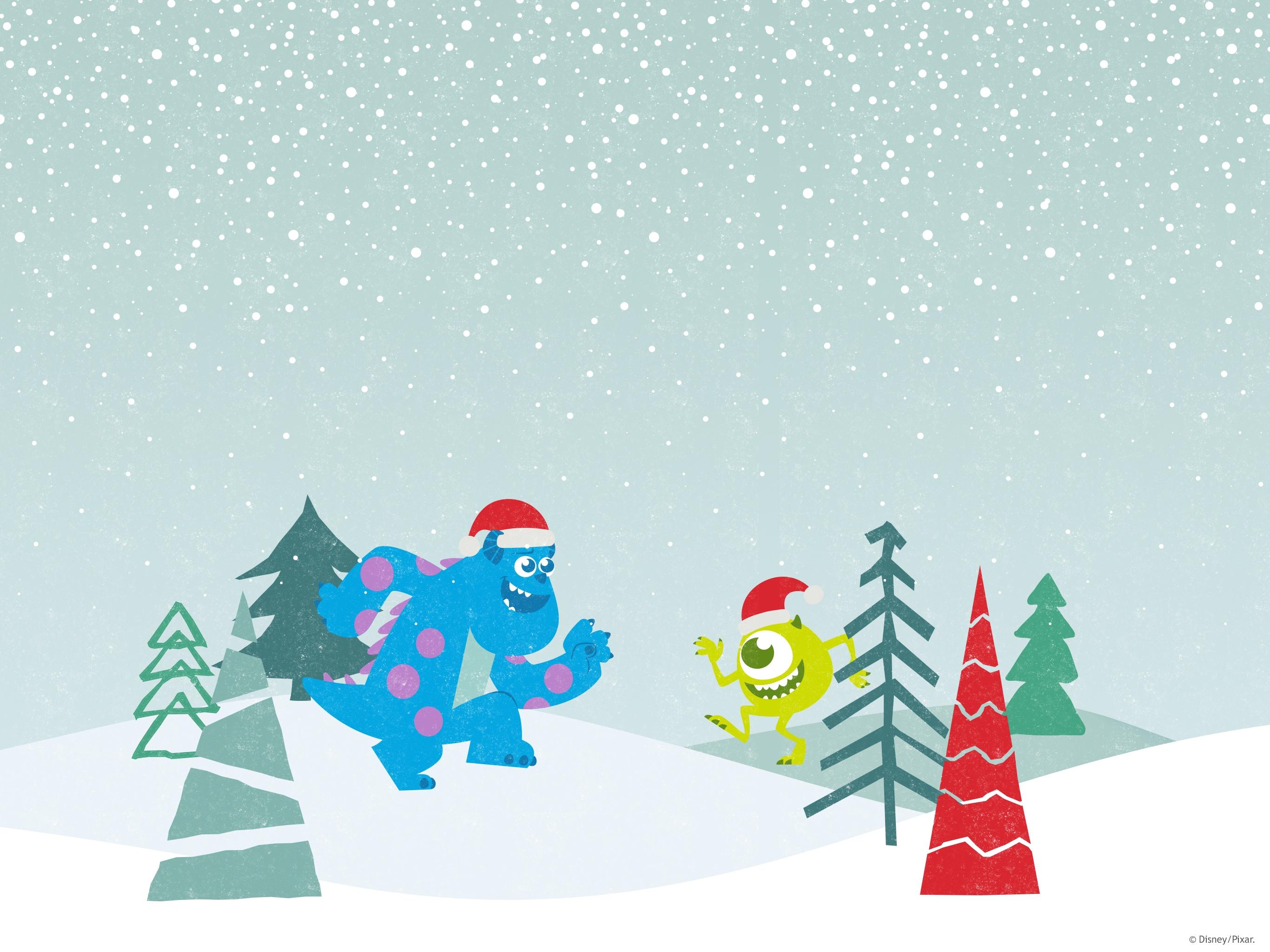 Pixar Holiday Wallpaper Desktop iPad Disney Parks