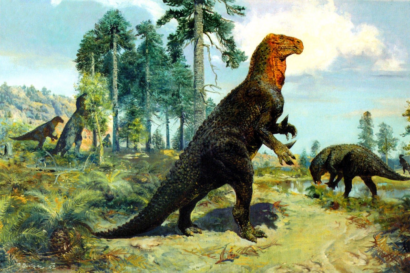 Iguanodon Illustration By Zdenek Burian Prehistoric