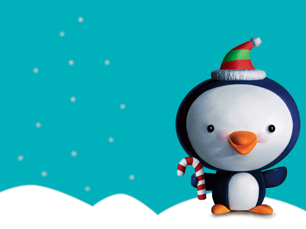 Desktop Wallpaper Blue Christmas Penguin