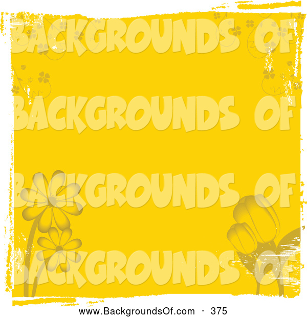 Background Of A Growing Spring Tulips And Daisy Flowers On Yellow