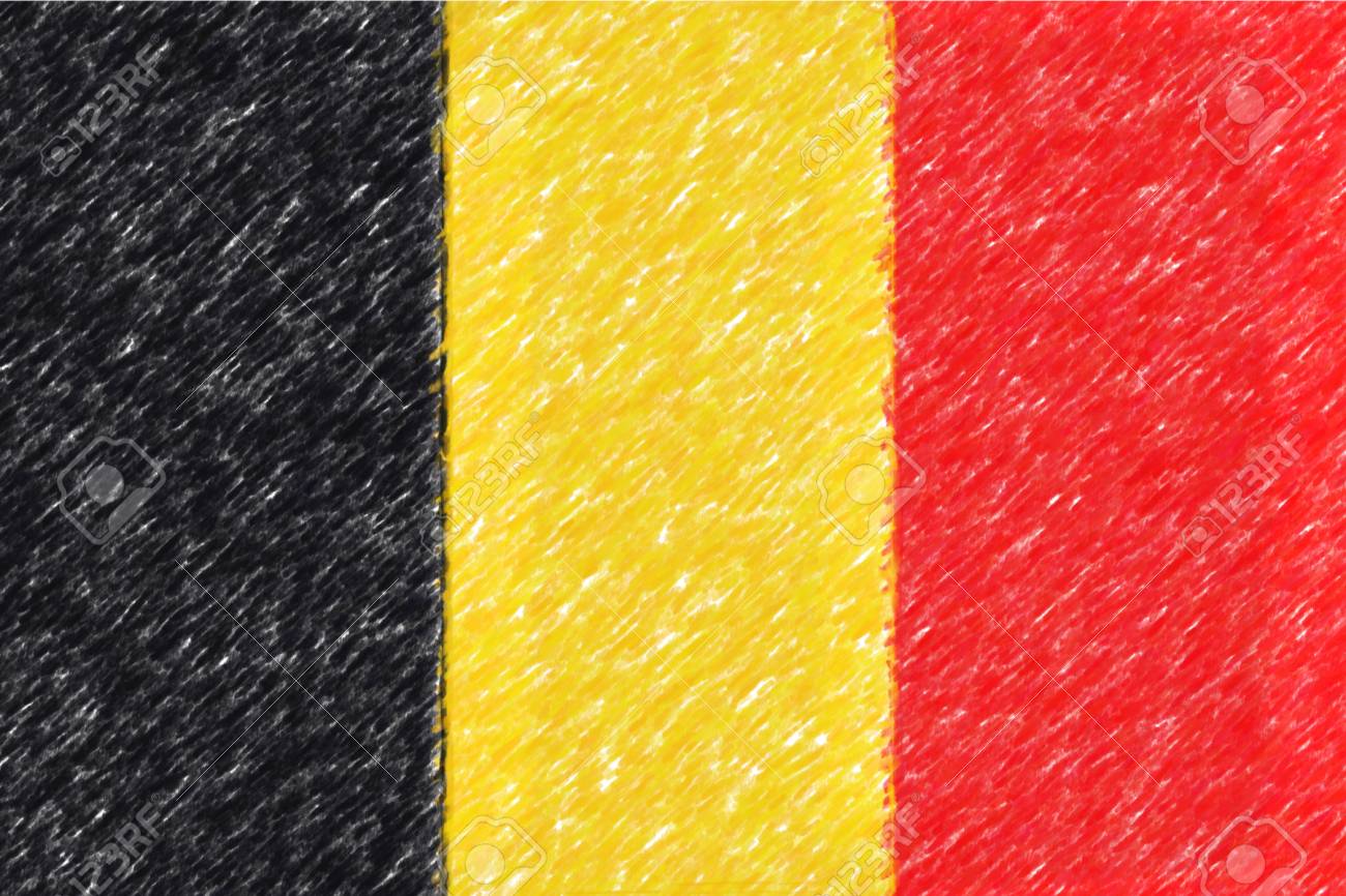 Flag Of Belgium Background O Texture Color Pencil Effect Stock