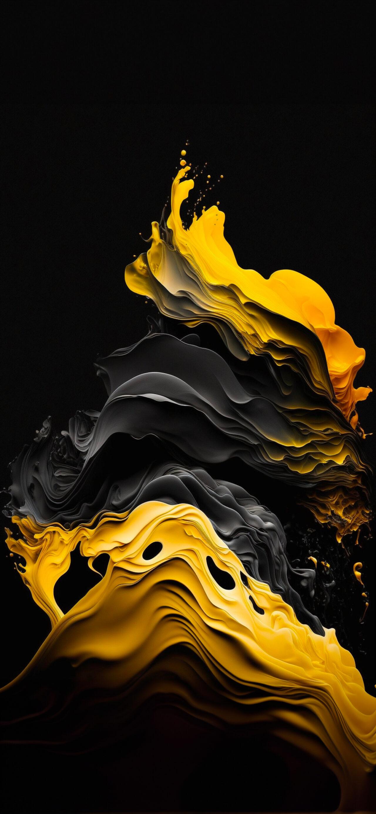 Water Color Gold And Black Oled Wallpaper Central