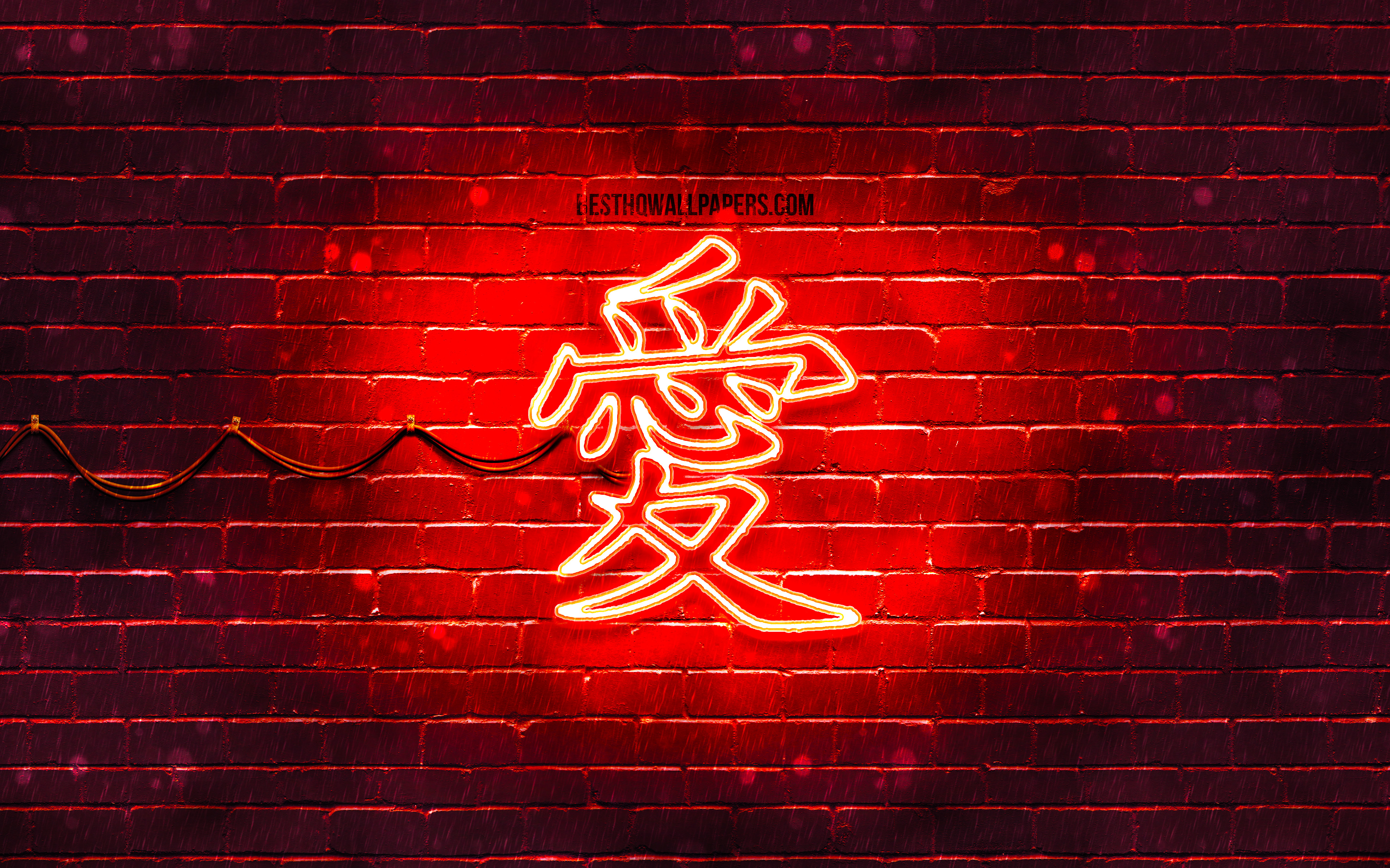 Wallpaper Love Kanji Hieroglyph 4k Neon Japanese