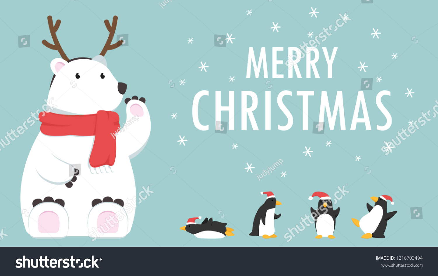 Merry Christmas Card Bear Cartoon Vector Stock Royalty