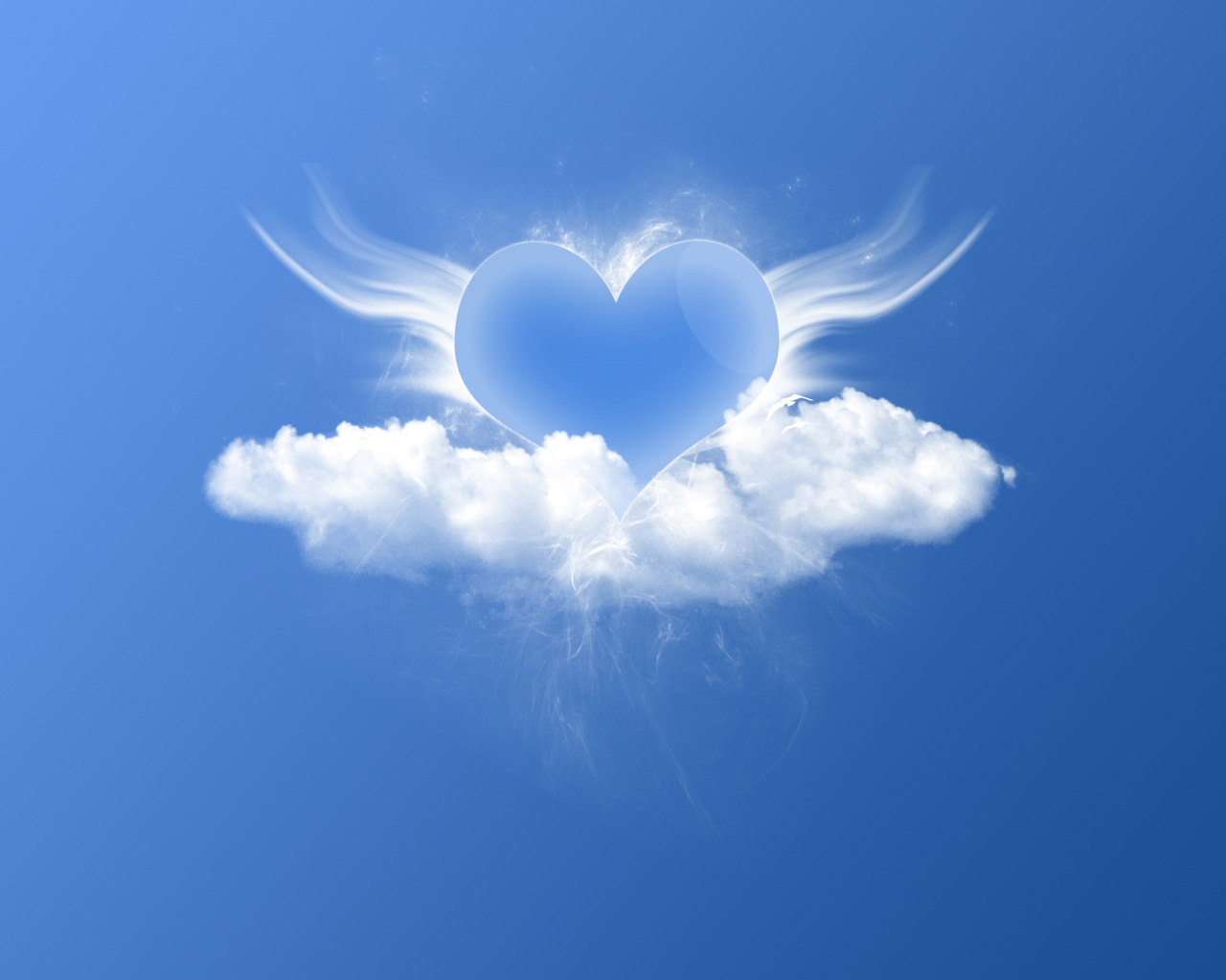 Blue Heart With Wings Wallpaper