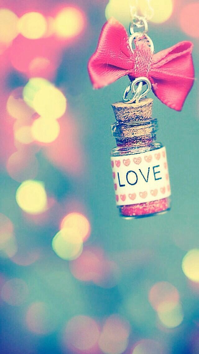 Love Bows And Glitter Bottle Wallpaper For Phone iPad