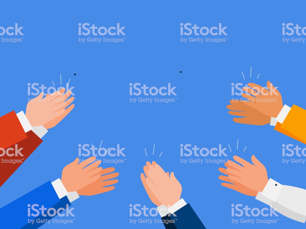 Group Of People Giving An Applause Isolated On Blue Background