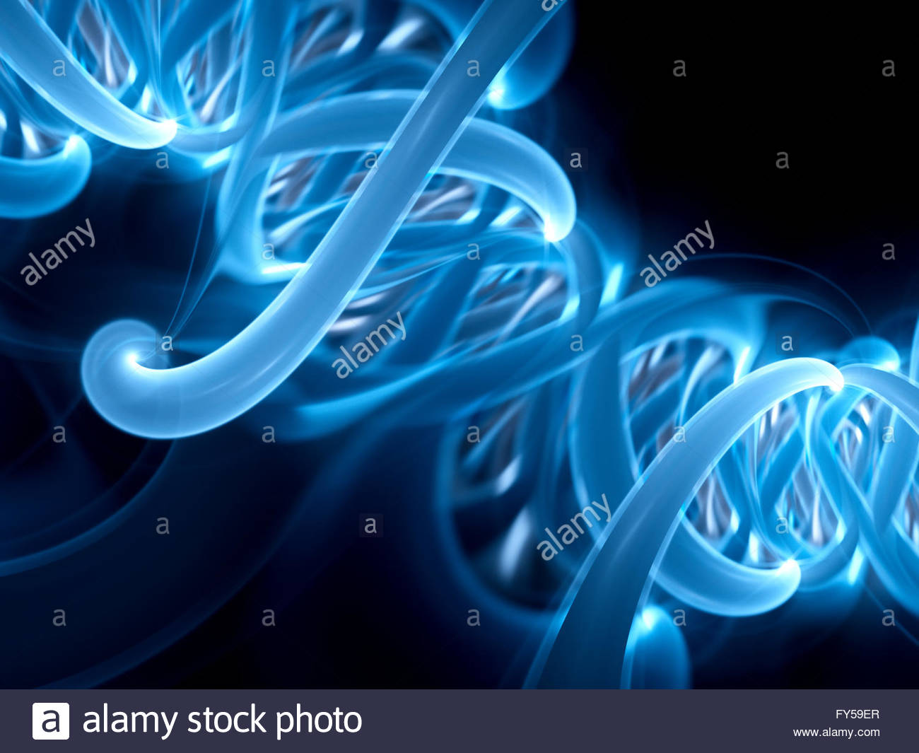 Blue glowing DNA spiral part computer generated abstract